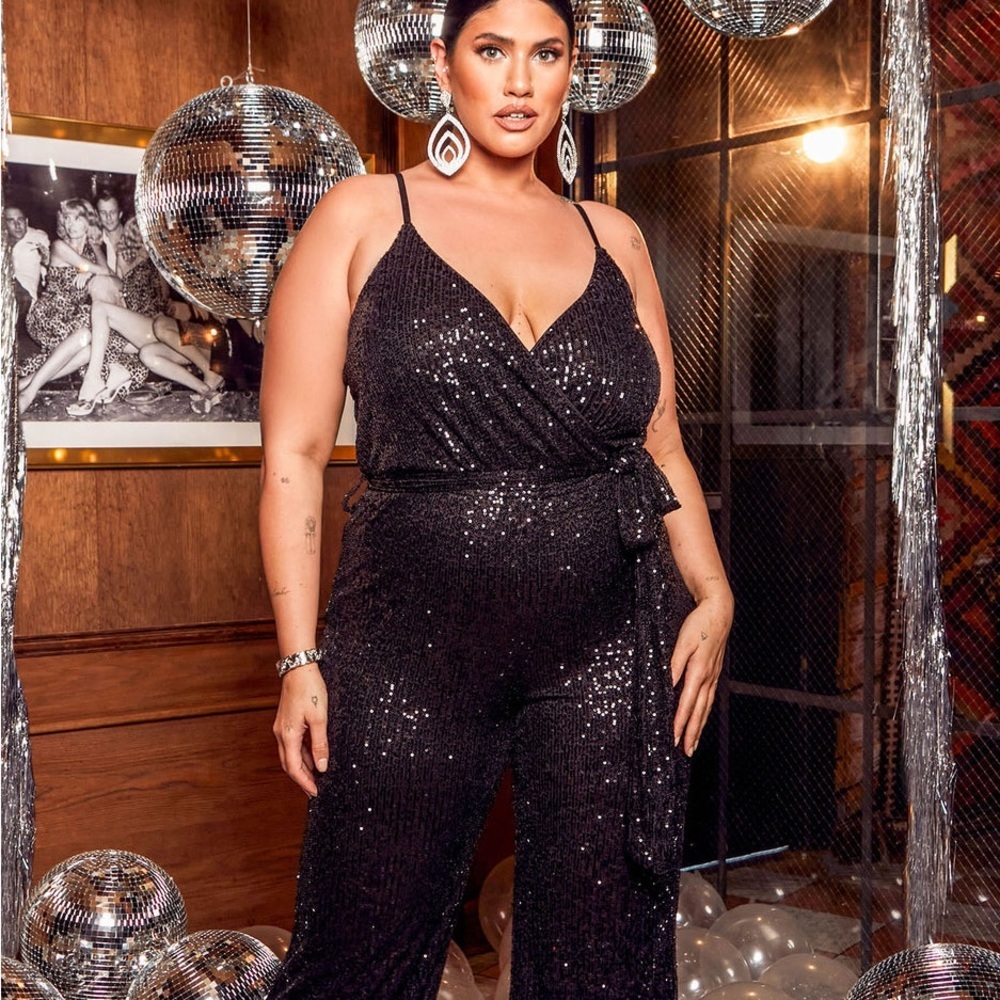 Festive Fashion Nova Black Sequin Jumpsuit “Can’t Hide the Shine” - NYE!